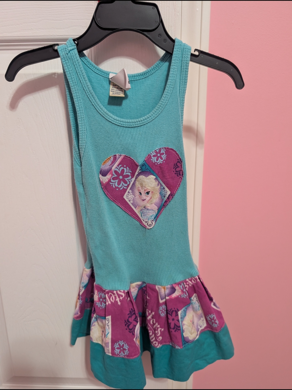 Aldo Girls Turquoise and Purple Frozen Heart Tank Dress